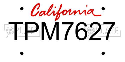 TPM7627 California License Plate