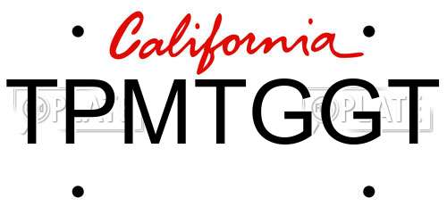TPMTGGT California License Plate