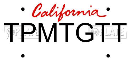 TPMTGTT California License Plate