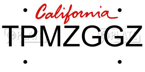 TPMZGGZ California License Plate
