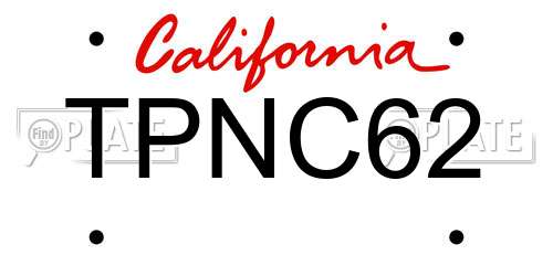 TPNC62 California License Plate