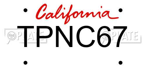 TPNC67 California License Plate