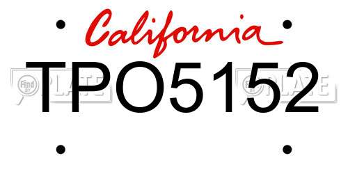 TPO5152 California License Plate