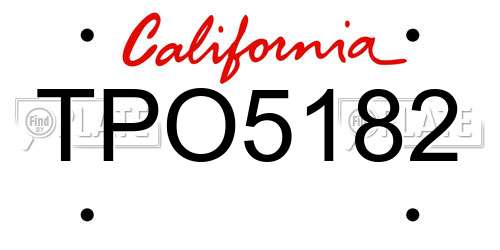 TPO5182 California License Plate