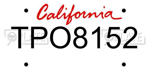 TPO8152 California License Plate