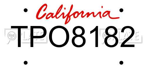 TPO8182 California License Plate