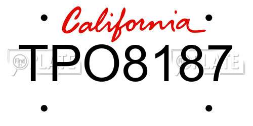 TPO8187 California License Plate