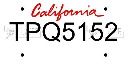 TPQ5152 California License Plate