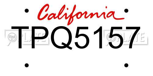 TPQ5157 California License Plate