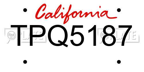 TPQ5187 California License Plate