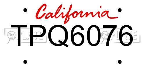 TPQ6076 California License Plate