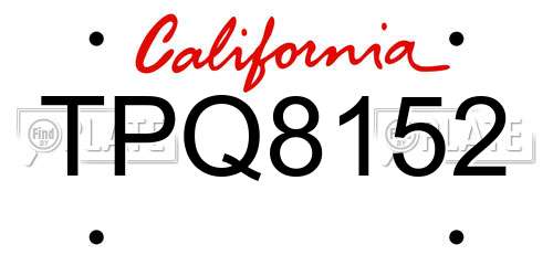 TPQ8152 California License Plate