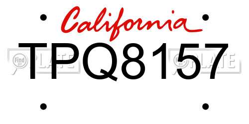 TPQ8157 California License Plate