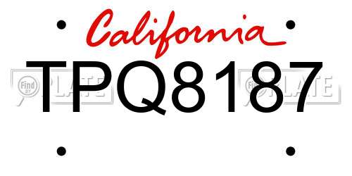 TPQ8187 California License Plate