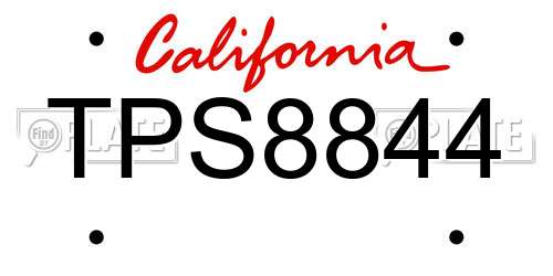 TPS8844 California License Plate