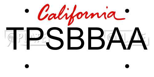 TPSBBAA California License Plate