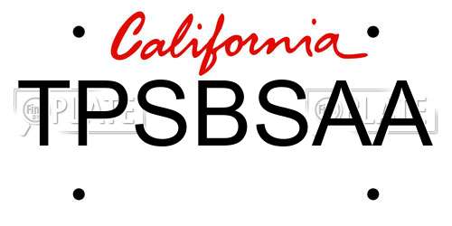 TPSBSAA California License Plate