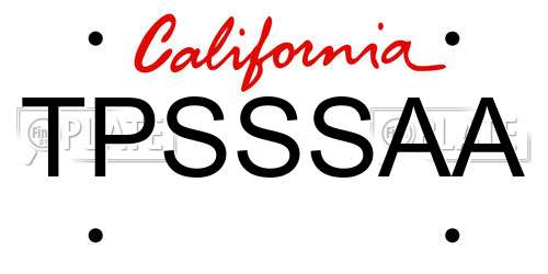 TPSSSAA California License Plate