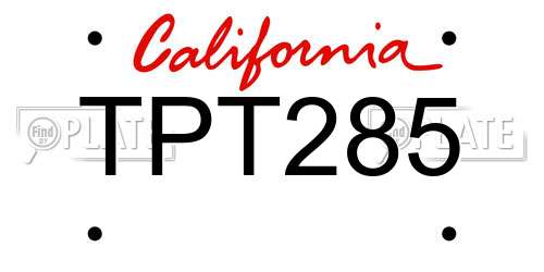 TPT285 California License Plate