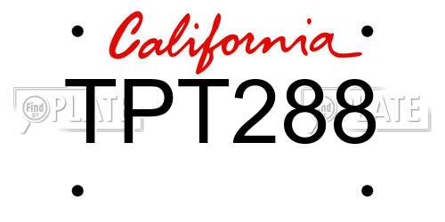 TPT288 California License Plate