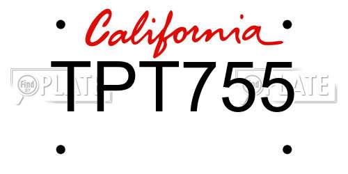 TPT755 California License Plate