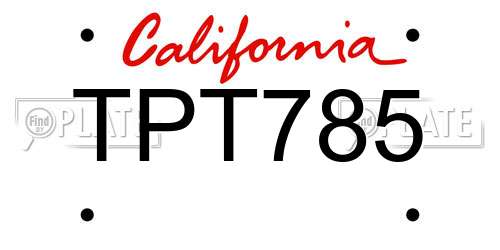 TPT785 California License Plate