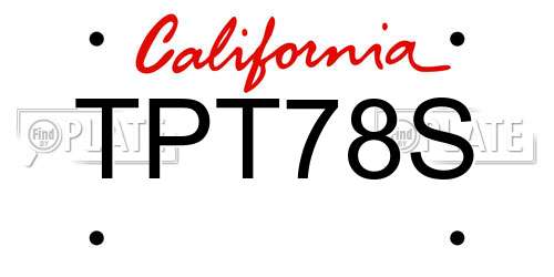 TPT78S California License Plate