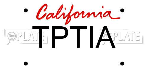 TPTIA California License Plate