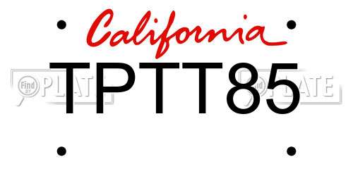 TPTT85 California License Plate