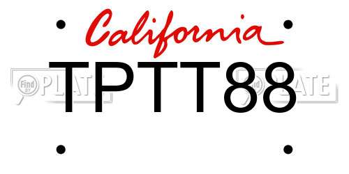 TPTT88 California License Plate