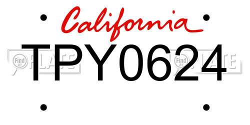 TPY0624 California License Plate