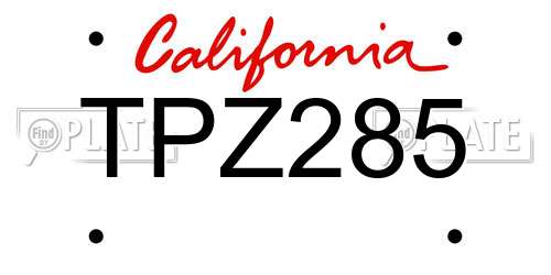TPZ285 California License Plate