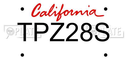 TPZ28S California License Plate
