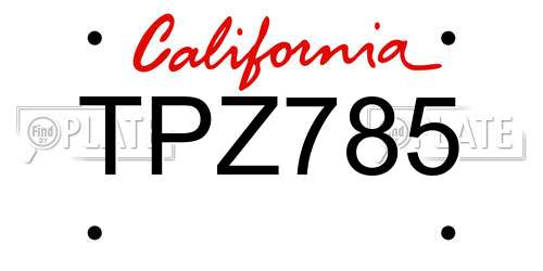 TPZ785 California License Plate