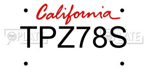 TPZ78S California License Plate