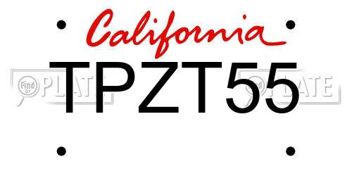 TPZT55 California License Plate