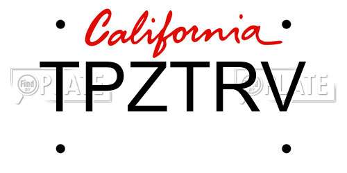 TPZTRV California License Plate