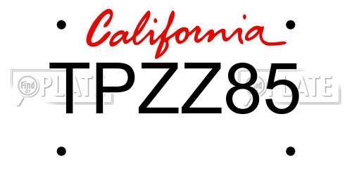 TPZZ85 California License Plate