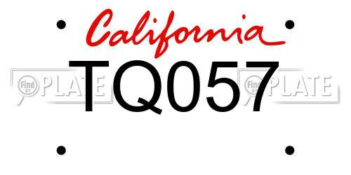 TQ057 California License Plate