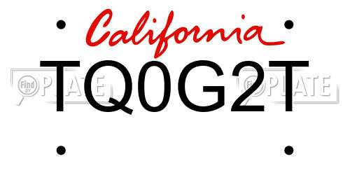 TQ0G2T California License Plate