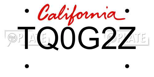 TQ0G2Z California License Plate