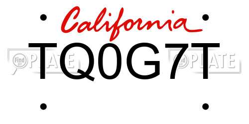 TQ0G7T California License Plate