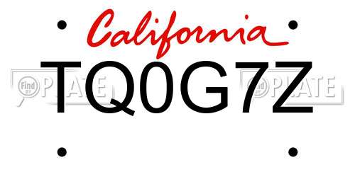 TQ0G7Z California License Plate