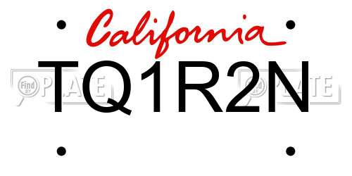 TQ1R2N California License Plate