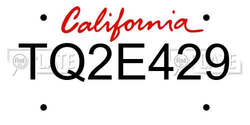 TQ2E429 California License Plate