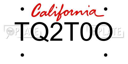 TQ2T0O California License Plate