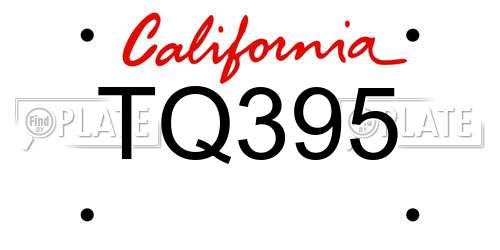 TQ395 California License Plate