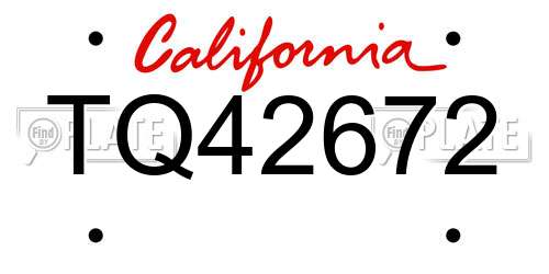TQ42672 California License Plate