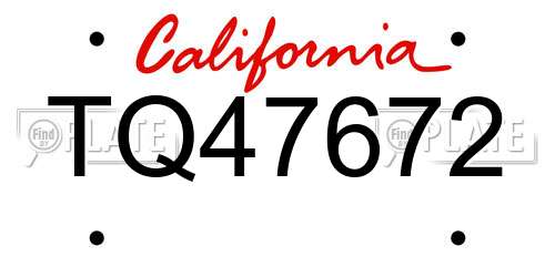 TQ47672 California License Plate