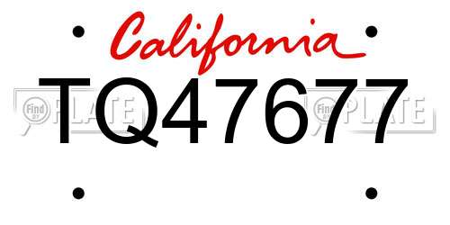 TQ47677 California License Plate
